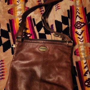 Fossil Brown Leather Crossbody Bag